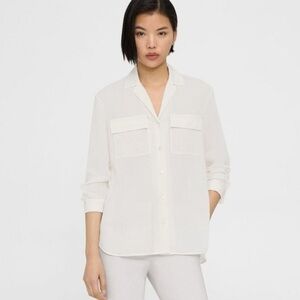 Theory Relaxed Linen Oversized S Patch Pocket Shirt